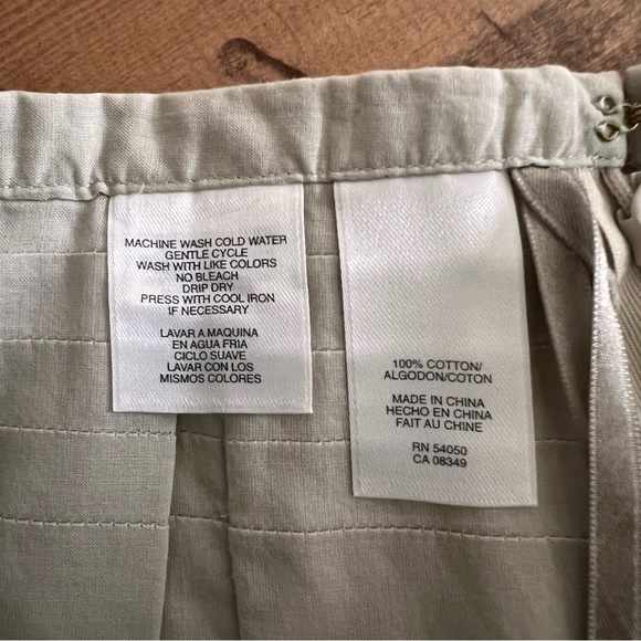 Jones New York Signature Pleated A-line Skirt Tan Size 10 100% Cotton - Picture 9 of 12